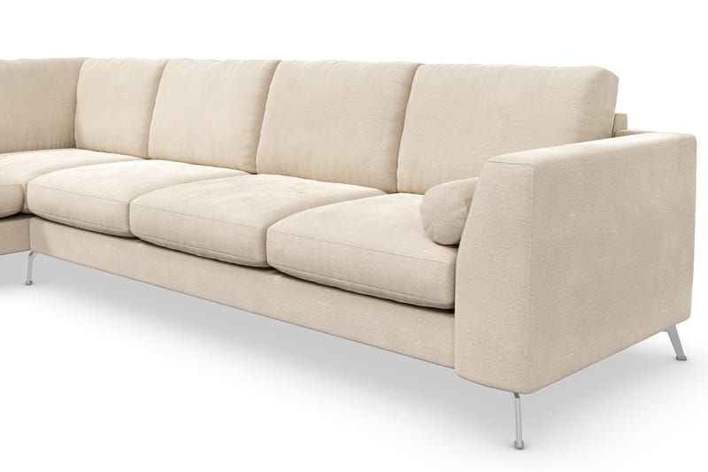 Ocean Lyx 4-sits Vänstervänd L-formad Schäslongsoffa i Sammet - Beige - Möbler - Vardagsrum - Soffor - Divansoffa & schäslong