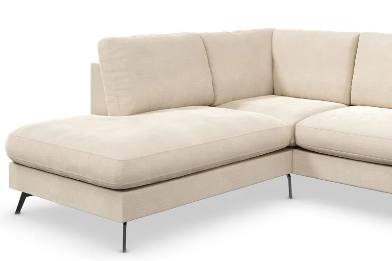 Ocean Lyx 4-sits Vänstervänd L-formad Schäslongsoffa i Sammet - Beige - Möbler - Vardagsrum - Soffor - Divansoffa & schäslong