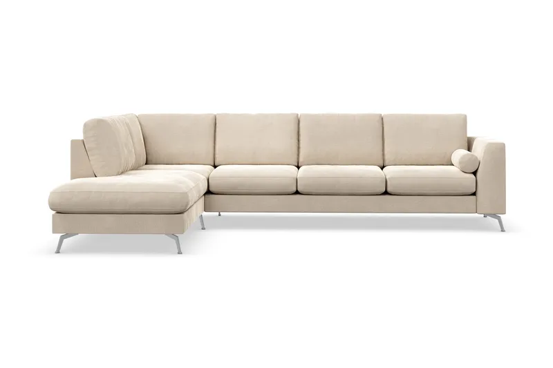Ocean Lyx 4-sits Vänstervänd L-formad Schäslongsoffa i Sammet, Beige