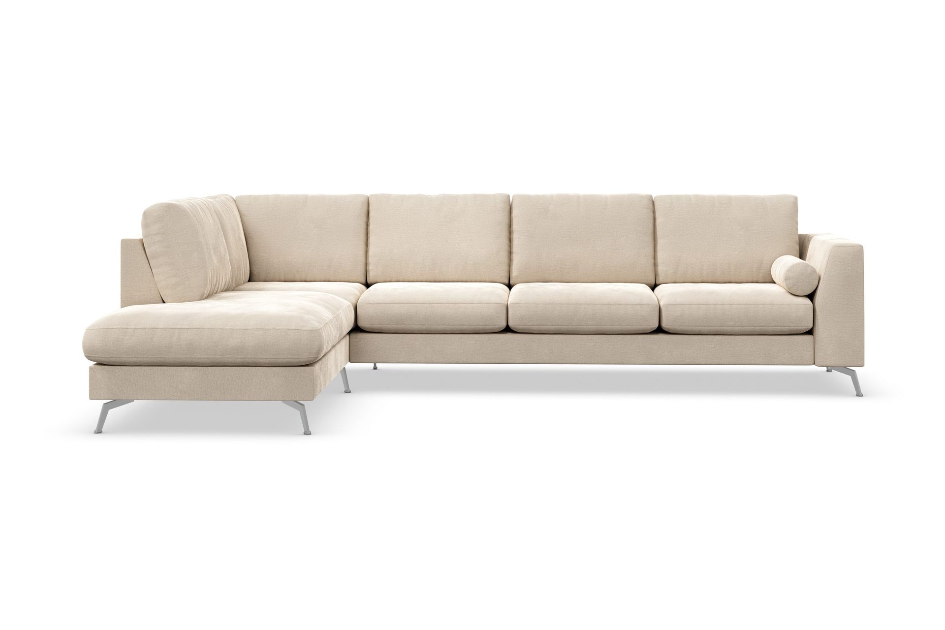Ocean Lyx 4-sits V&auml;nsterv&auml;nd L-formad Sch&auml;slongsoffa i Sammet - Beige