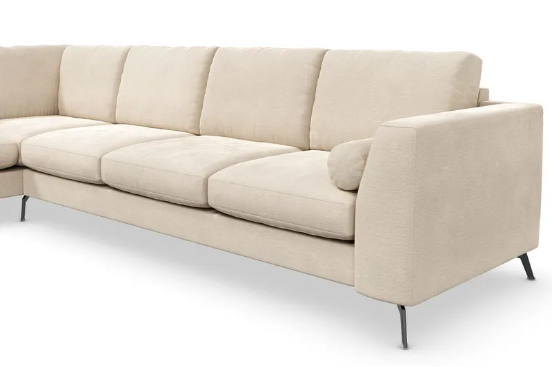 Ocean Lyx 4-sits Vänstervänd L-formad Schäslongsoffa i Sammet - Beige - Möbler - Vardagsrum - Soffor - Divansoffa & schäslong