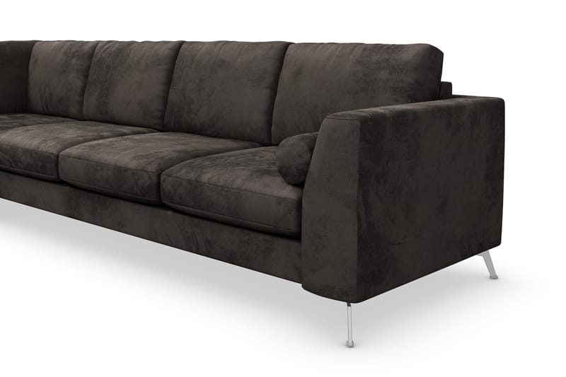 Ocean Lyx 4-sits Vänstervänd L-formad Schäslongsoffa i Sammet - Mörkgrå - Möbler - Vardagsrum - Soffor - Divansoffa & schäslong
