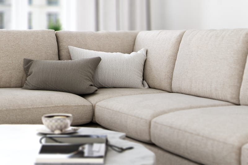 Ocean Lyx 4-sits Vänstervänd L-formad Schäslongsoffa i Tyg - Beige - Möbler - Vardagsrum - Soffor - Divansoffa & schäslong
