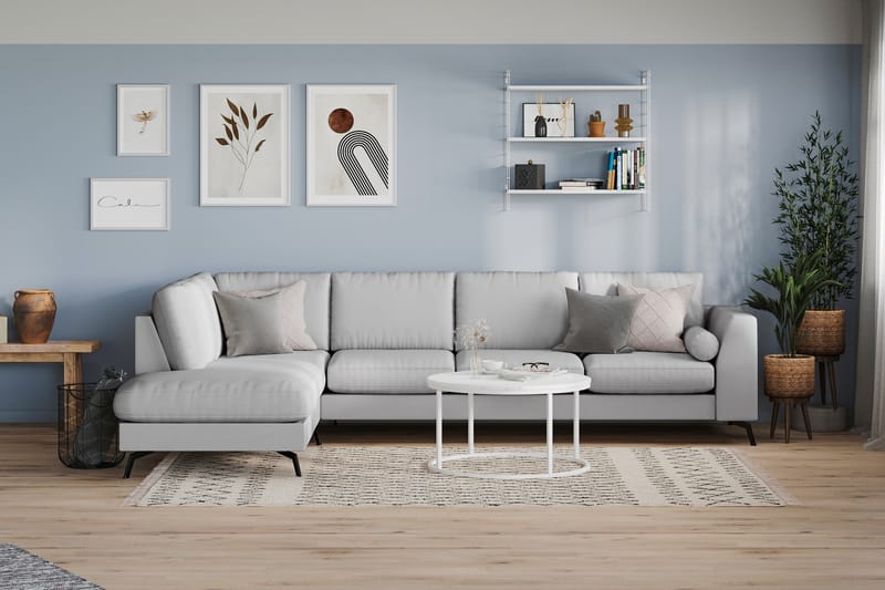 Ocean Lyx 4-sits Vänstervänd L-formad Schäslongsoffa i Tyg - Grå - Möbler - Vardagsrum - Soffor - Divansoffa & schäslong