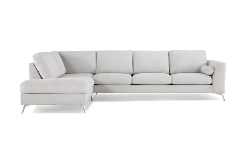 Ocean Lyx 4-sits Vänstervänd L-formad Schäslongsoffa i Tyg - Ljusgrå - Möbler - Vardagsrum - Soffor - Divansoffa & schäslong