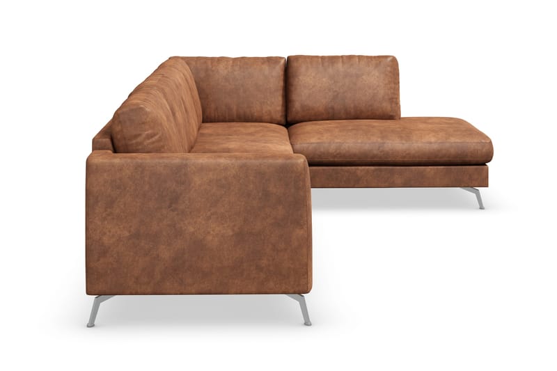 Ocean Lyx 5-sits Högervänd L-formad Schäslongsoffa i Konstläder - Brun - Möbler - Vardagsrum - Soffor - Divansoffa & schäslong