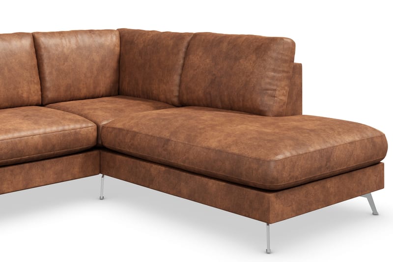 Ocean Lyx 5-sits Högervänd L-formad Schäslongsoffa i Konstläder - Brun - Möbler - Vardagsrum - Soffor - Divansoffa & schäslong