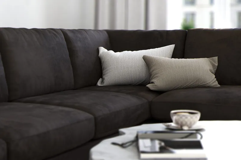 Ocean Lyx 5-sits Högervänd L-formad Schäslongsoffa i Sammet - Mörkgrå - Möbler - Vardagsrum - Soffor - Divansoffa & schäslong