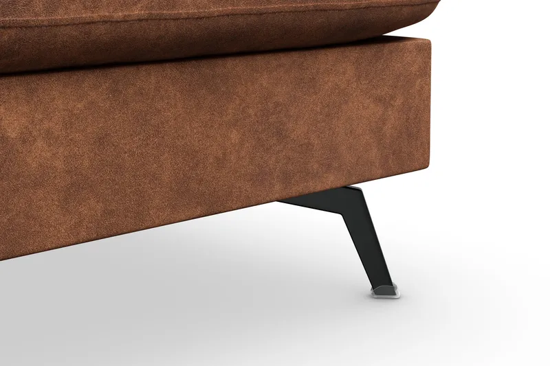 Ocean Lyx 6-sits Högervänd U-formad Soffa med Divan och Schäslong + Fotpall i Konstläder - Brun - Möbler - Vardagsrum - Soffor - Skinnsoffor