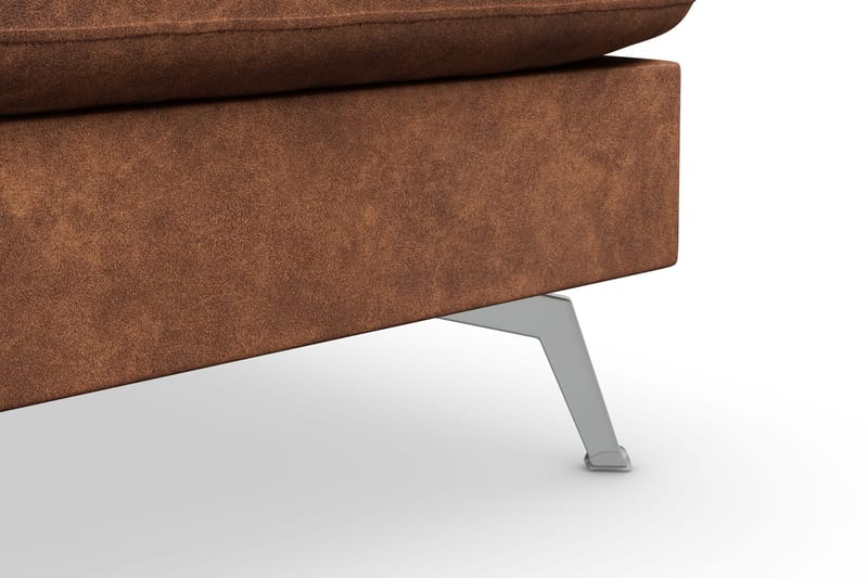 Ocean Lyx 6-sits Högervänd U-formad Soffa med Divan och Schäslong + Fotpall i Konstläder - Brun - Möbler - Vardagsrum - Soffor - Skinnsoffor