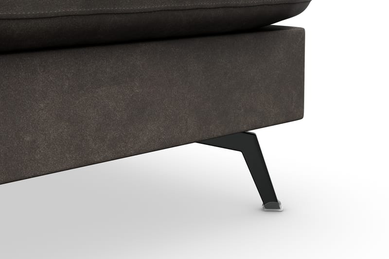 Ocean Lyx 6-sits Högervänd U-formad Soffa med Divan och Schäslong + Fotpall i Konstläder - Mörkgrå - Möbler - Vardagsrum - Soffor - Divansoffa & schäslong