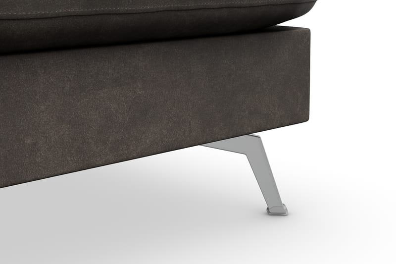 Ocean Lyx 6-sits Högervänd U-formad Soffa med Divan och Schäslong + Fotpall i Konstläder - Mörkgrå - Möbler - Vardagsrum - Soffor - Divansoffa & schäslong