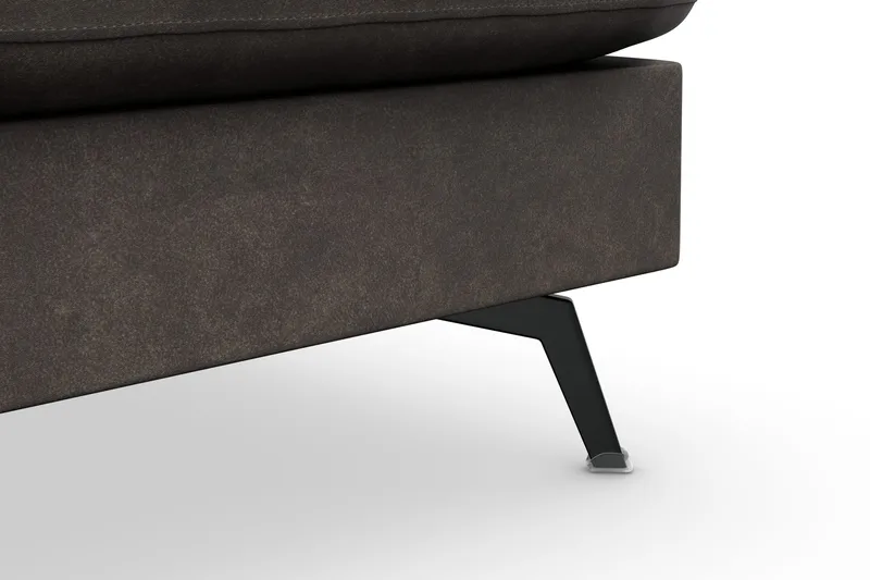 Ocean Lyx 6-sits Högervänd U-formad Soffa med Divan och Schäslong + Fotpall i Konstläder - Mörkgrå - Möbler - Vardagsrum - Soffor - Skinnsoffor