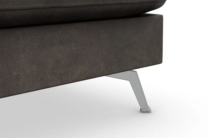 Ocean Lyx 6-sits Högervänd U-formad Soffa med Divan och Schäslong + Fotpall i Konstläder - Mörkgrå - Möbler - Vardagsrum - Soffor - Skinnsoffor