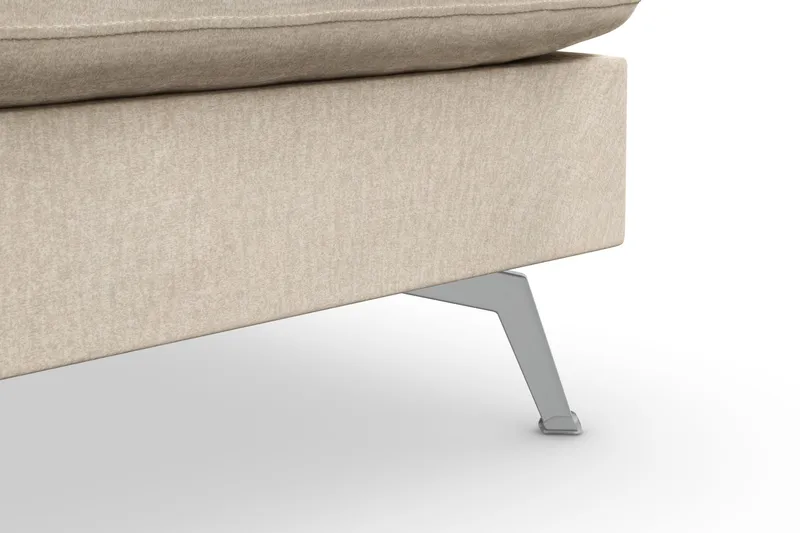 Ocean Lyx 6-sits Högervänd U-formad Soffa med Divan och Schäslong + Fotpall i Sammet - Beige - Möbler - Vardagsrum - Soffor - Sammetssoffor