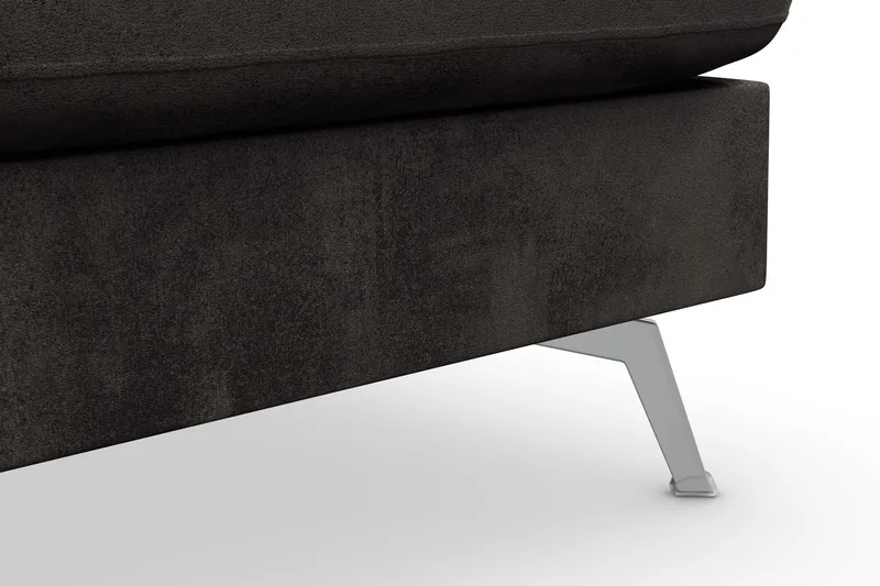 Ocean Lyx 6-sits Högervänd U-formad Soffa med Divan och Schäslong + Fotpall i Sammet - Mörkgrå - Möbler - Vardagsrum - Soffor - Sammetssoffor