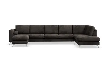 Ocean Lyx 6-sits Högerv änd U-formad Soffa med Divan och Schäslong + Fotpall i Sammet