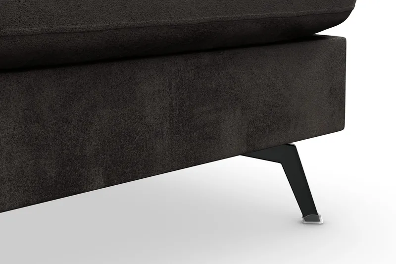 Ocean Lyx 6-sits Högervänd U-formad Soffa med Divan och Schäslong + Fotpall i Sammet - Mörkgrå - Möbler - Vardagsrum - Soffor - Sammetssoffor