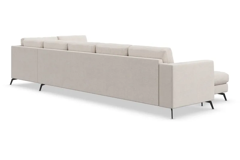 Ocean Lyx 6-sits Högervänd U-formad Soffa med Divan och Schäslong + Fotpall i Tyg - Beige - Möbler - Vardagsrum - Soffor - U-soffor