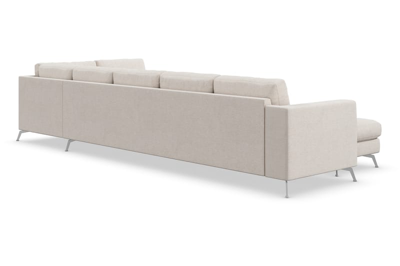 Ocean Lyx 6-sits Högervänd U-formad Soffa med Divan och Schäslong + Fotpall i Tyg - Beige - Möbler - Vardagsrum - Soffor - Divansoffa & schäslong
