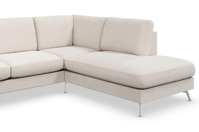 Ocean Lyx 6-sits Högervänd U-formad Soffa med Divan och Schäslong + Fotpall i Tyg - Beige - Möbler - Vardagsrum - Soffor - Divansoffa & schäslong
