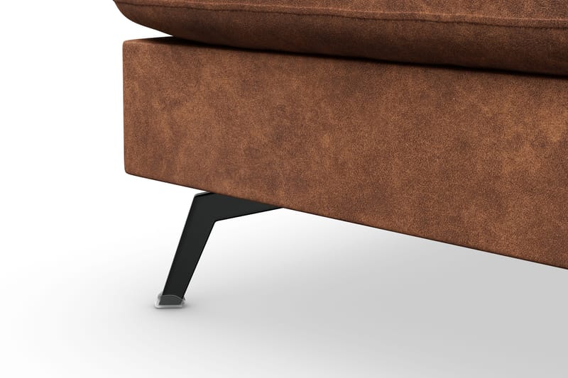 Ocean Lyx 6-sits Vänstervänd U-formad Soffa med Divan och Schäslong + Fotpall i Konstläder - Brun - Möbler - Vardagsrum - Soffor - Divansoffa & schäslong