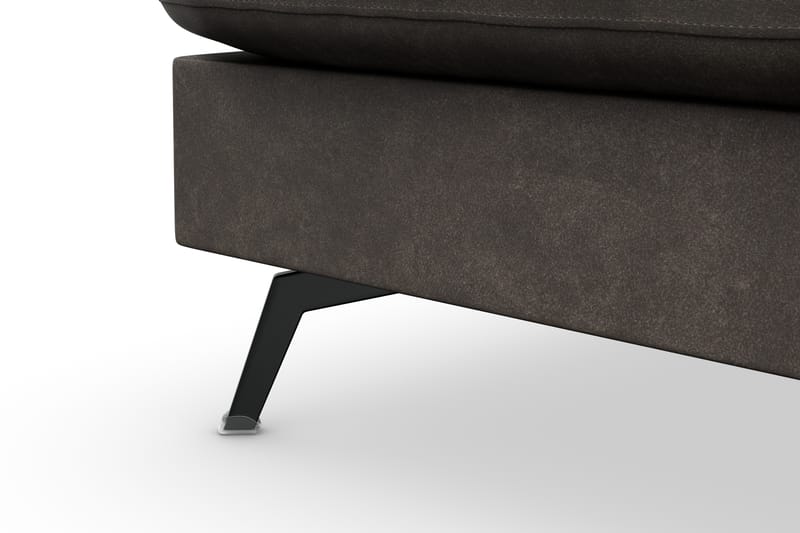 Ocean Lyx 6-sits Vänstervänd U-formad Soffa med Divan och Schäslong + Fotpall i Konstläder - Mörkgrå - Möbler - Vardagsrum - Soffor - Divansoffa & schäslong