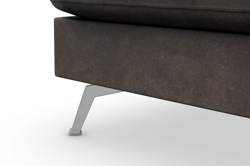 Ocean Lyx 6-sits Vänstervänd U-formad Soffa med Divan och Schäslong + Fotpall i Konstläder - Mörkgrå - Möbler - Vardagsrum - Soffor - Divansoffa & schäslong