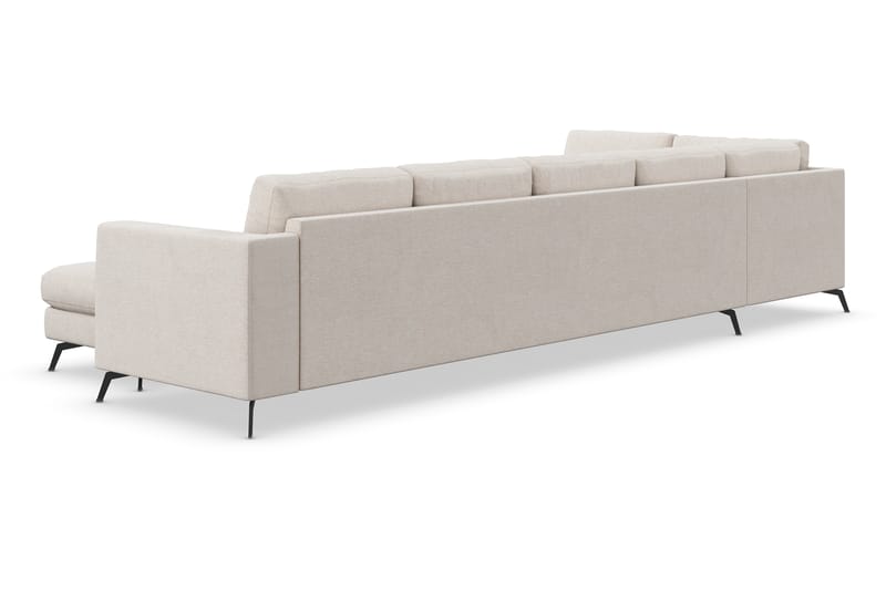Ocean Lyx 6-sits Vänstervänd U-formad Soffa med Divan och Schäslong + Fotpall i Tyg - Beige - Möbler - Vardagsrum - Soffor - Divansoffa & schäslong