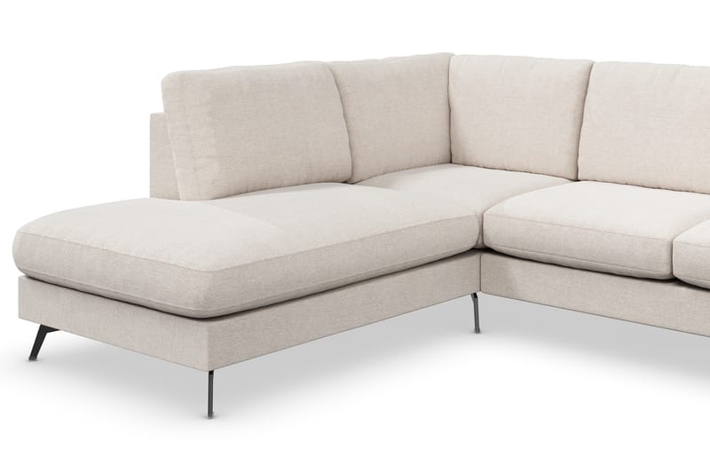 Ocean Lyx 6-sits Vänstervänd U-formad Soffa med Divan och Schäslong + Fotpall i Tyg - Beige - Möbler - Vardagsrum - Soffor - Divansoffa & schäslong
