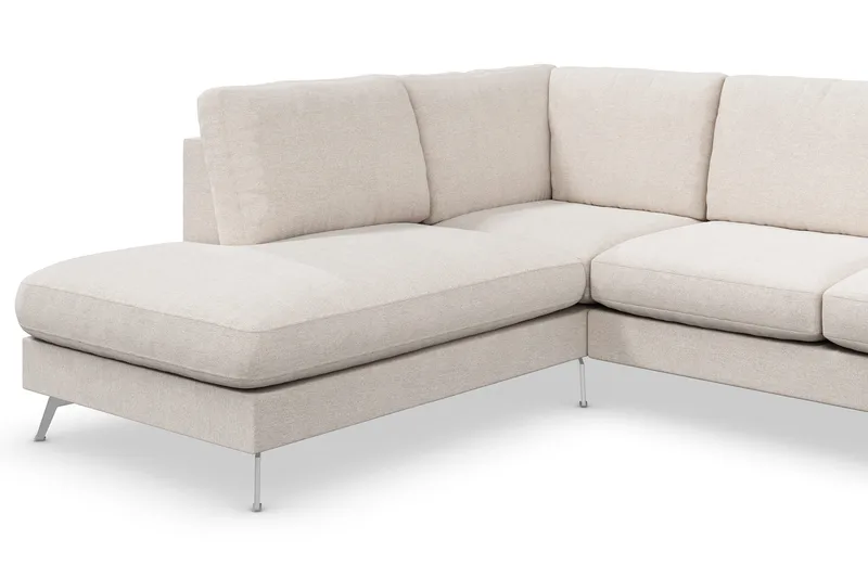 Ocean Lyx 6-sits Vänstervänd U-formad Soffa med Divan och Schäslong + Fotpall i Tyg - Beige - Möbler - Vardagsrum - Soffor - Divansoffa & schäslong