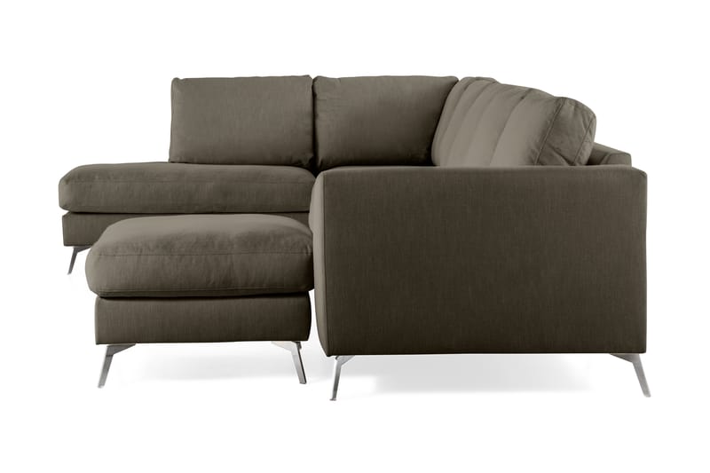 Ocean Lyx 6-sits Vänstervänd U-formad Soffa med Divan och Schäslong + Fotpall i Tyg - Mörkgrön - Möbler - Vardagsrum - Soffor - Divansoffa & schäslong