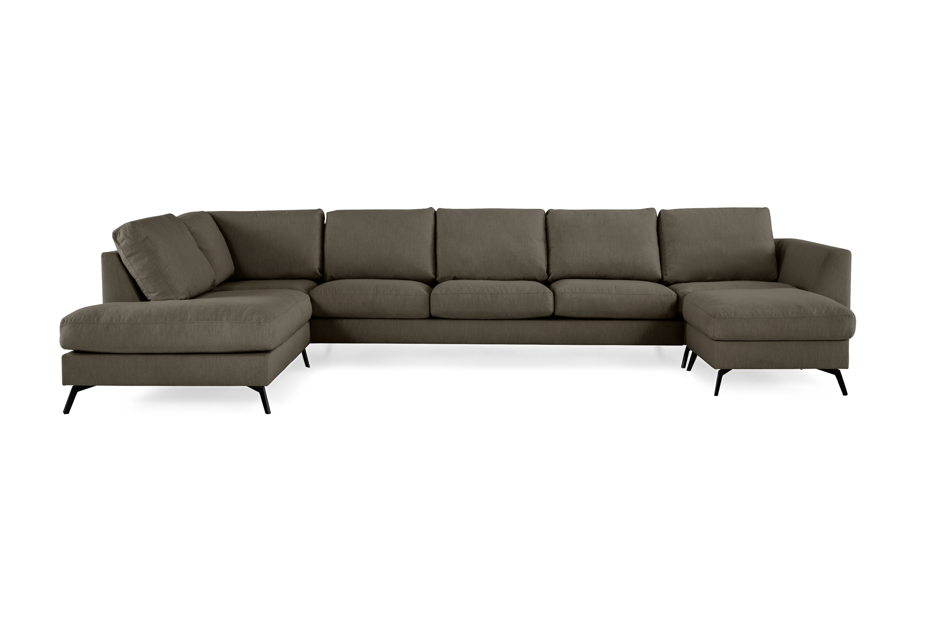 ocean lyx 6-sits vänstervänd u-formad soffa med divan och schäslong + fotpall i tyg - mörkgrön