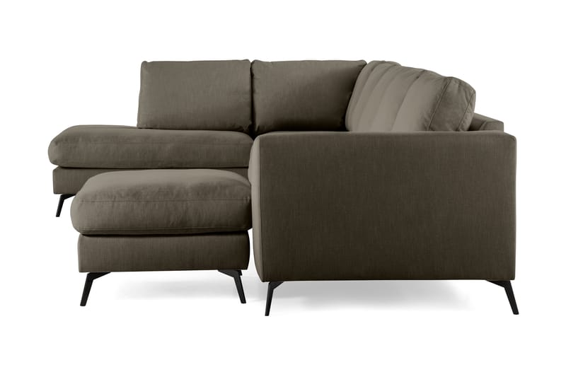 Ocean Lyx 6-sits Vänstervänd U-formad Soffa med Divan och Schäslong + Fotpall i Tyg - Mörkgrön - Möbler - Vardagsrum - Soffor - Divansoffa & schäslong