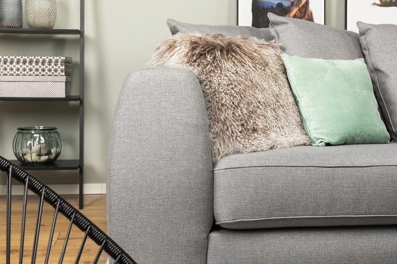 Optus 4-sits Högervänd L-formad Schäslongsoffa i Tyg inkl Kuvertkuddar - Ljusgrå - Möbler - Vardagsrum - Soffor - Divansoffa & schäslong