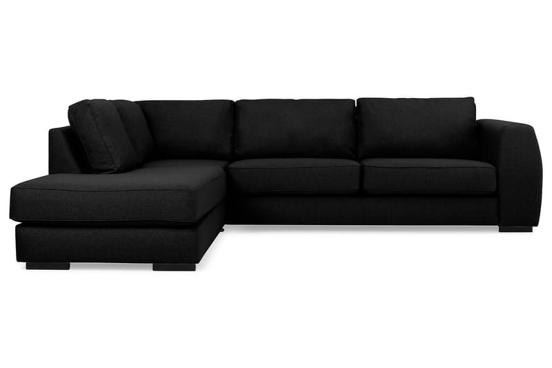 Optus 4-sits Vänstervänd L-formad Schäslongsoffa i Tyg - Svart - Möbler - Vardagsrum - Soffor - Divansoffa & schäslong