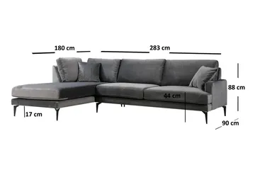Ostberg Hörnsoffa med Divan Vänster - Svart - Möbler - Vardagsrum - Soffor - Divansoffa & schäslong