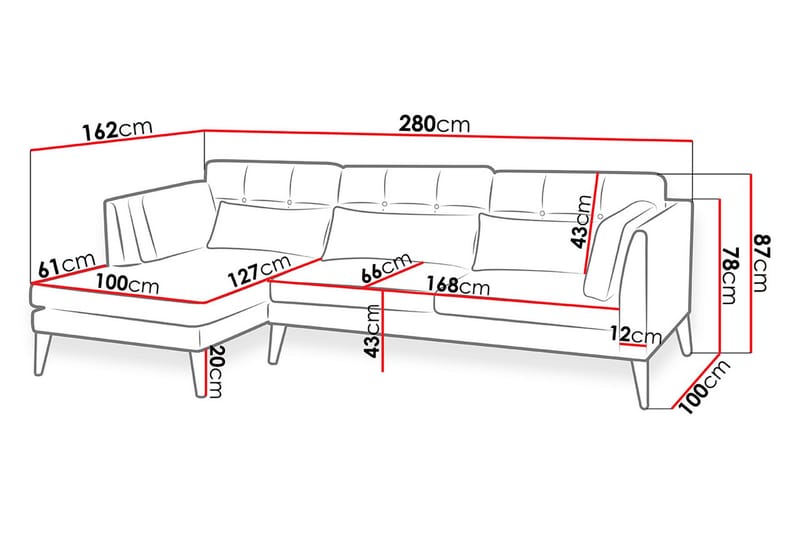 PACYFIC Divansoffa 280x162x100 cm - Blå - Möbler - Vardagsrum - Soffor - Divansoffa & schäslong
