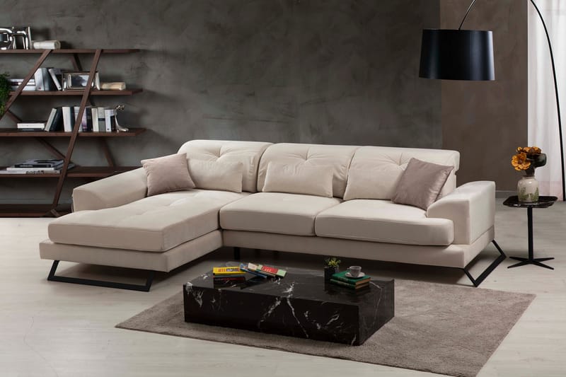 PEGG Divansoffa Höger Beige/Svart - Möbler - Vardagsrum - Soffor - Divansoffa & schäslong