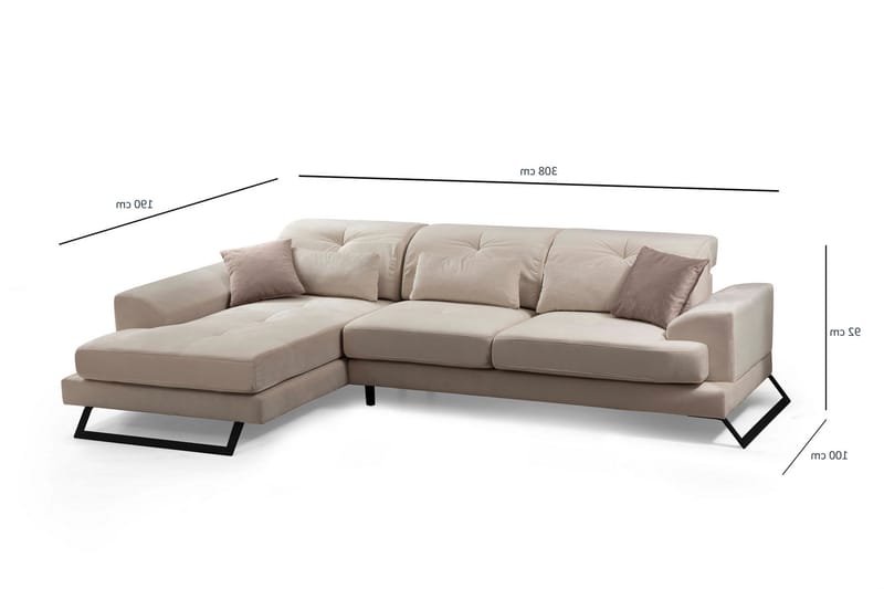 PEGG Divansoffa Höger Beige/Svart - Möbler - Vardagsrum - Soffor - Divansoffa & schäslong