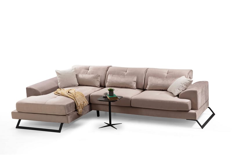 PEGG Divansoffa Höger Beige/Svart - Möbler - Vardagsrum - Soffor - Divansoffa & sch�äslong