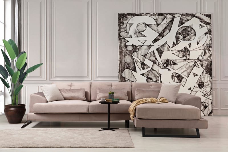 PEGG Divansoffa Vänster Beige/Svart - Möbler - Vardagsrum - Soffor - Divansoffa & schäslong