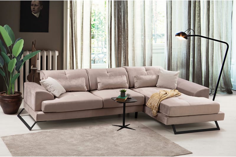 PEGG Divansoffa Vänster Beige/Svart - Möbler - Vardagsrum - Soffor - Divansoffa & schäslong