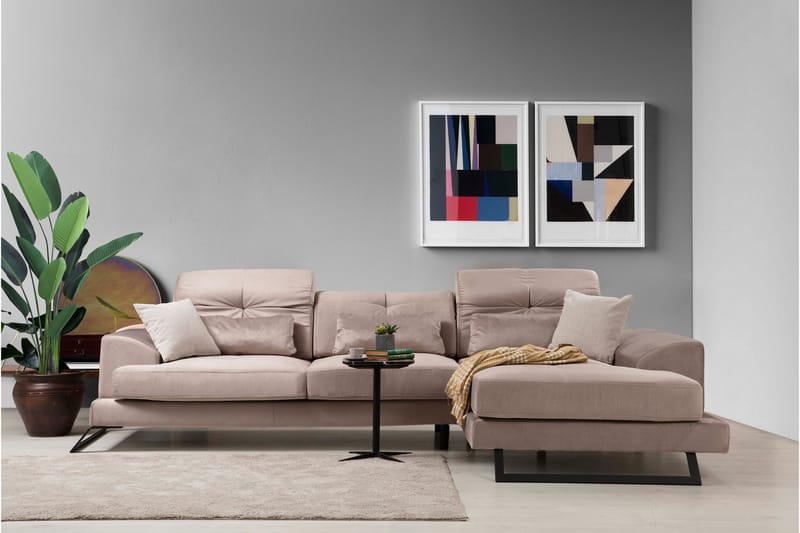 PEGG Divansoffa Vänster Beige/Svart - Möbler - Vardagsrum - Soffor - Divansoffa & schäslong