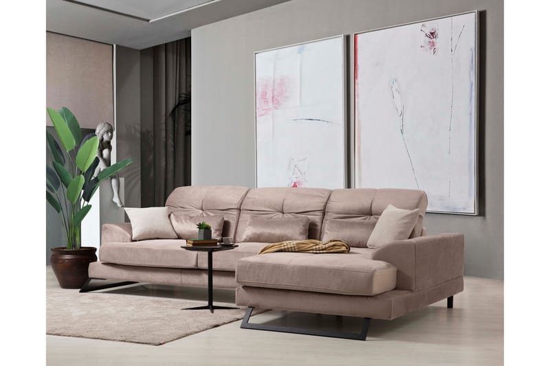 PEGG Divansoffa Vänster Beige/Svart - Möbler - Vardagsrum - Soffor - Divansoffa & schäslong