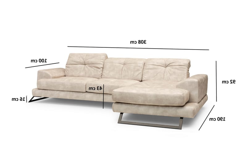 PEGG Divansoffa Vänster Beige/Svart - Möbler - Vardagsrum - Soffor - Divansoffa & schäslong