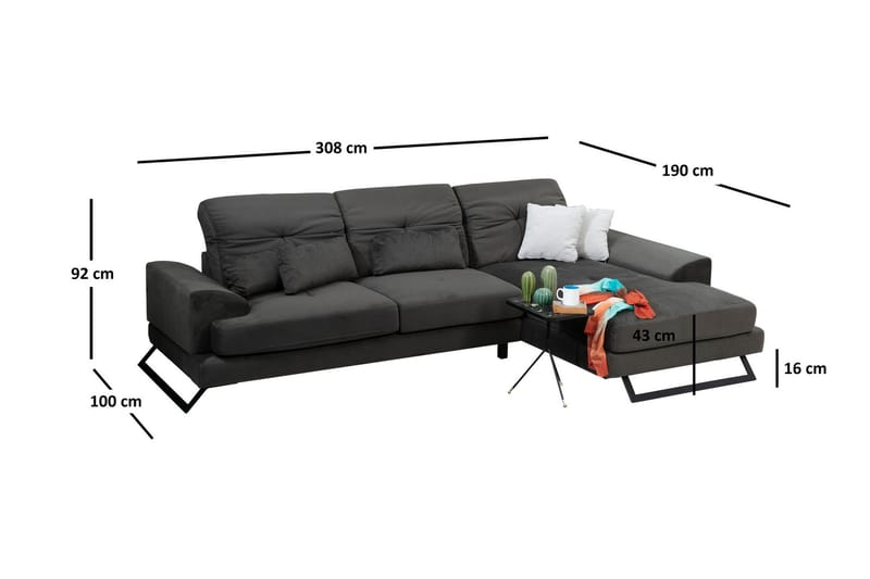 PEGG Hörnsoffa med Divan Höger Svart - Möbler - Vardagsrum - Soffor - Divansoffa & schäslong