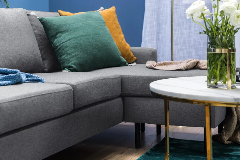 Peppe 3-sits Vändbar L-formad Divansoffa i Tyg - Ljusgrå - Möbler - Vardagsrum - Soffor - Divansoffa & schäslong