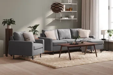 Peppe 3-sits Vändbar L-formad Divansoffa i Tyg - Ljusgrå - Möbler - Vardagsrum - Soffor - Divansoffa & schäslong