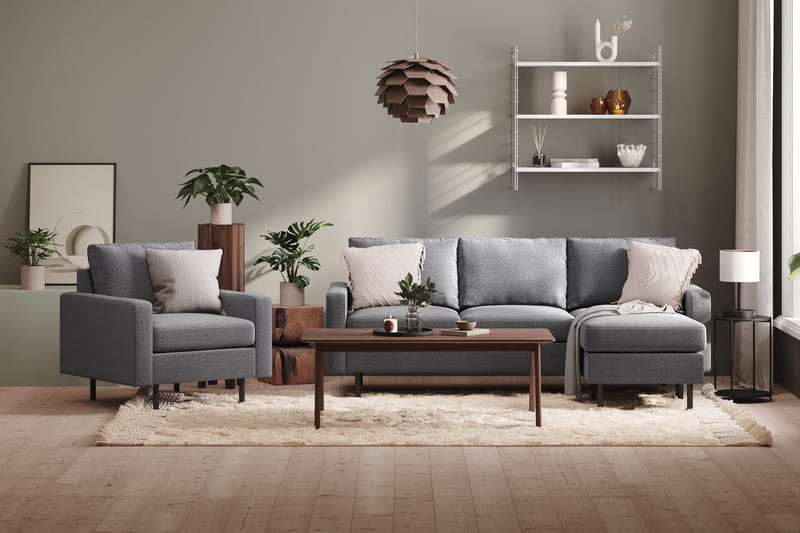 Peppe 3-sits Vändbar L-formad Divansoffa i Tyg - Ljusgrå - Möbler - Vardagsrum - Soffor - Divansoffa & schäslong